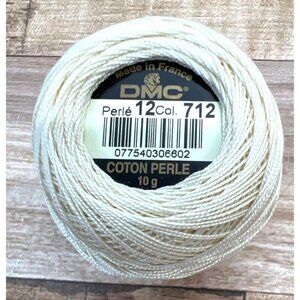 DMC Perle Cotton Thread Ball Size 12 Col.712 Cream 10g Fine Embroidery & Crochet